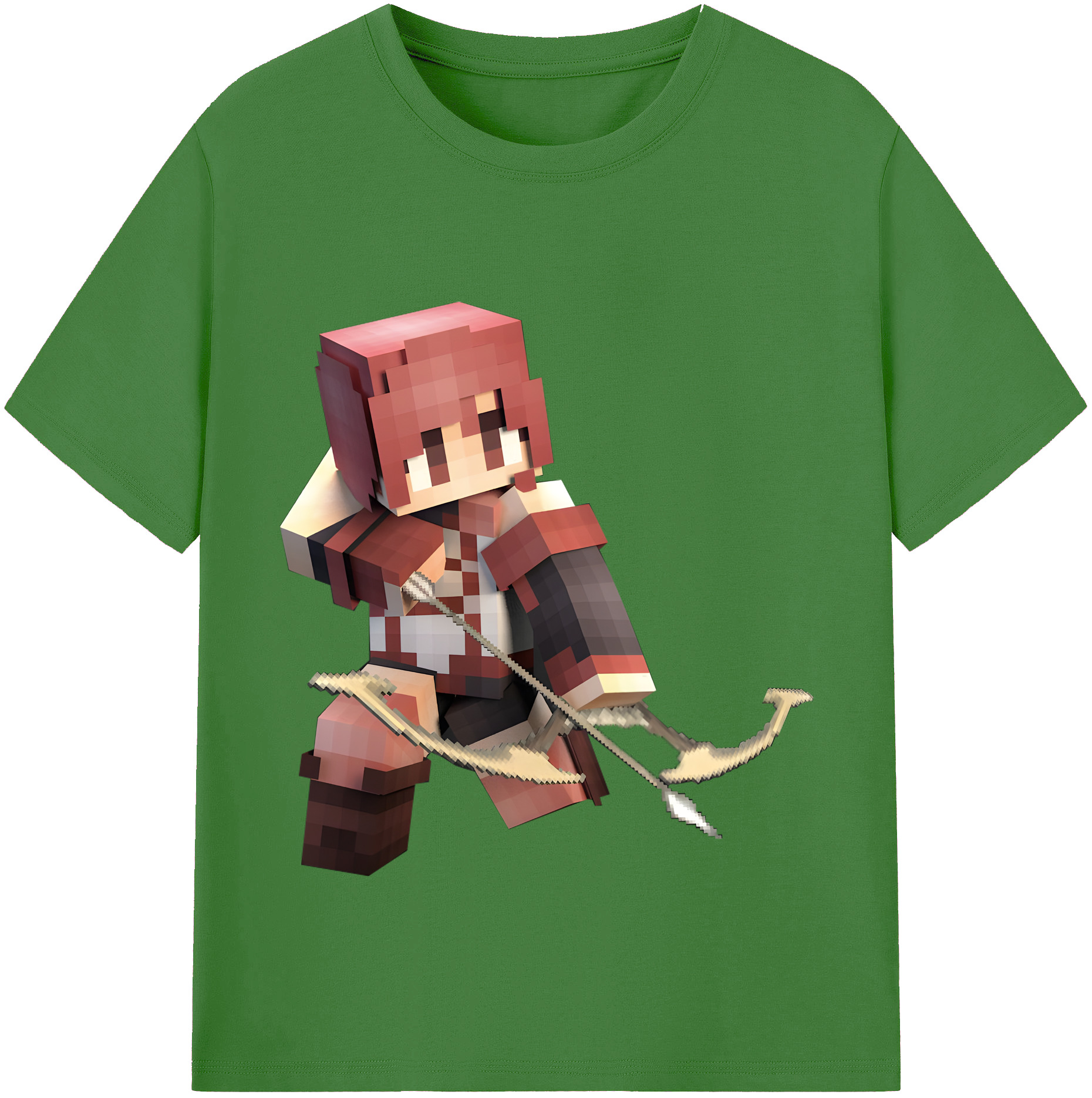 （画像用） マインクラフト ブロックの世界 Minecraft MC Block world レディースカジュアルプリントTシャツ（綿100％）
